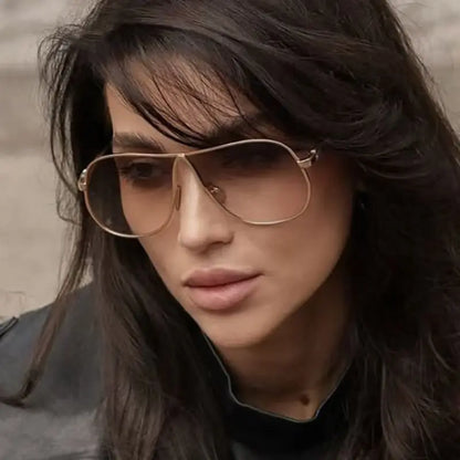Oversize Square Vintage Alloy Gradient Elegant Sunglasses