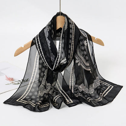 Chiffon Long Silk Scarf Turban