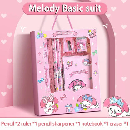 12PCS  Stationery Melody Pencils Erasers Rulers School Set