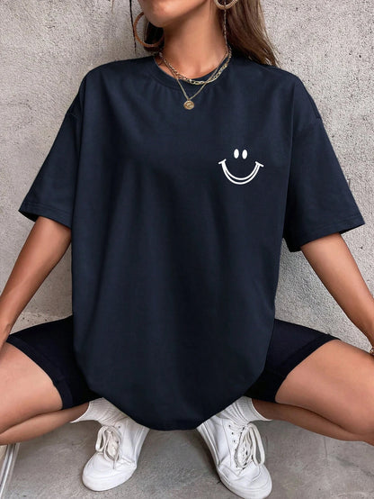 Happy Expression Cotton Short Sleeve Hip Hop T-Shirts