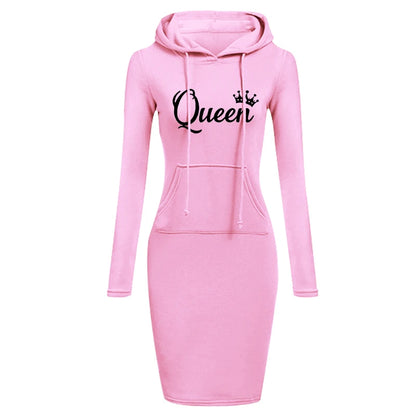 Elegant Bodycon Pullovers Pocket Hooded Casual Long Sleeve Mini Dress