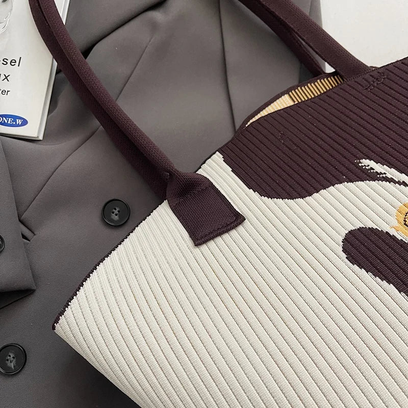 Bird Design Knitted Shoulder Bags