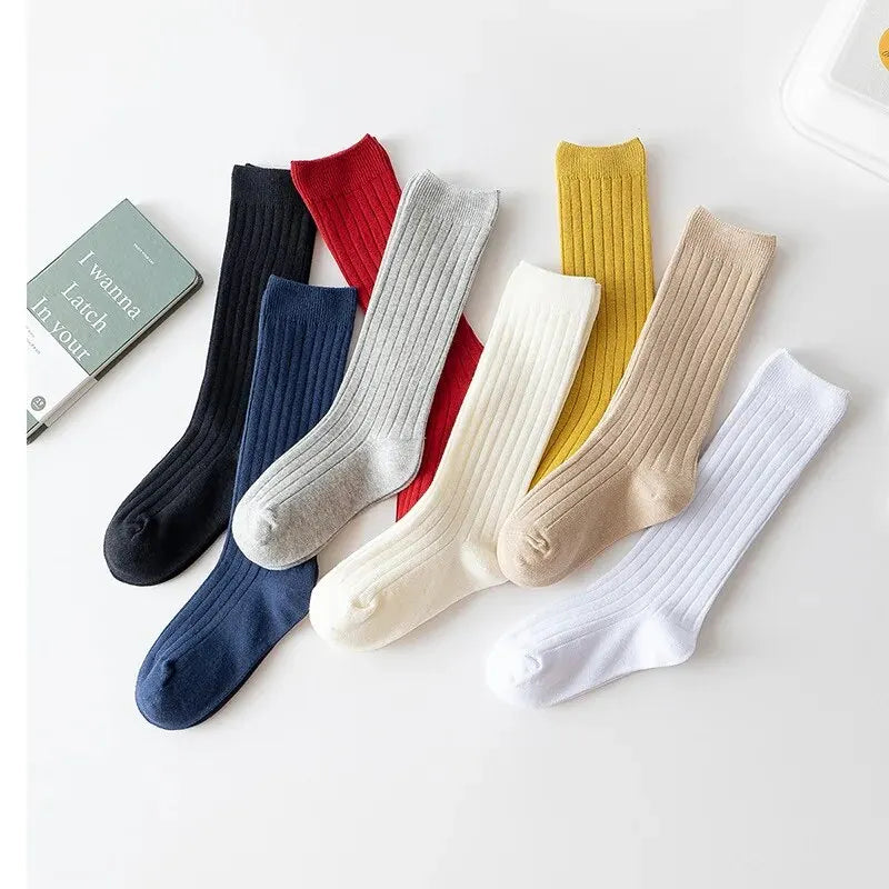 3Pairs/Lot Baby Knee High Soft Cotton Long Sock