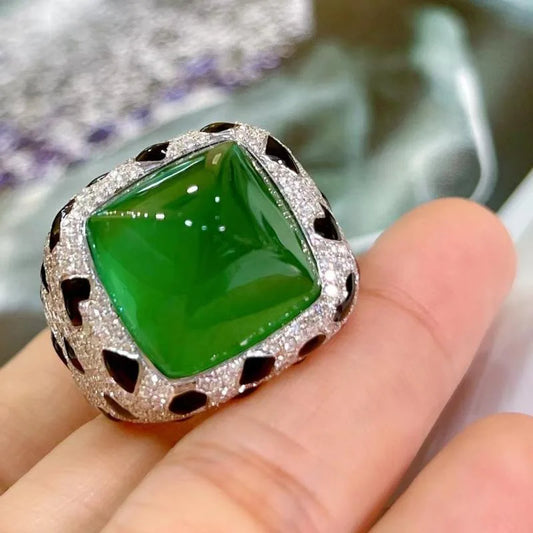Luxury Leopard Texture Large 17 Carat Sugar Tower Multicolor Crystal Ruby Rings