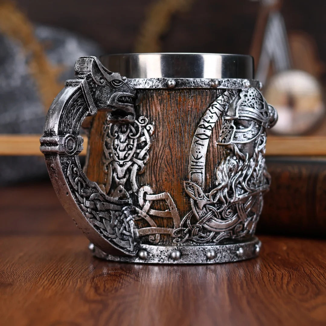 Viking Stainless Steel Nordic Barrel Dragon Boat Beer Mug