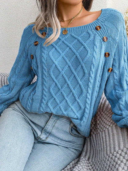 Casual Square Collar Long Sleeve Sweaters