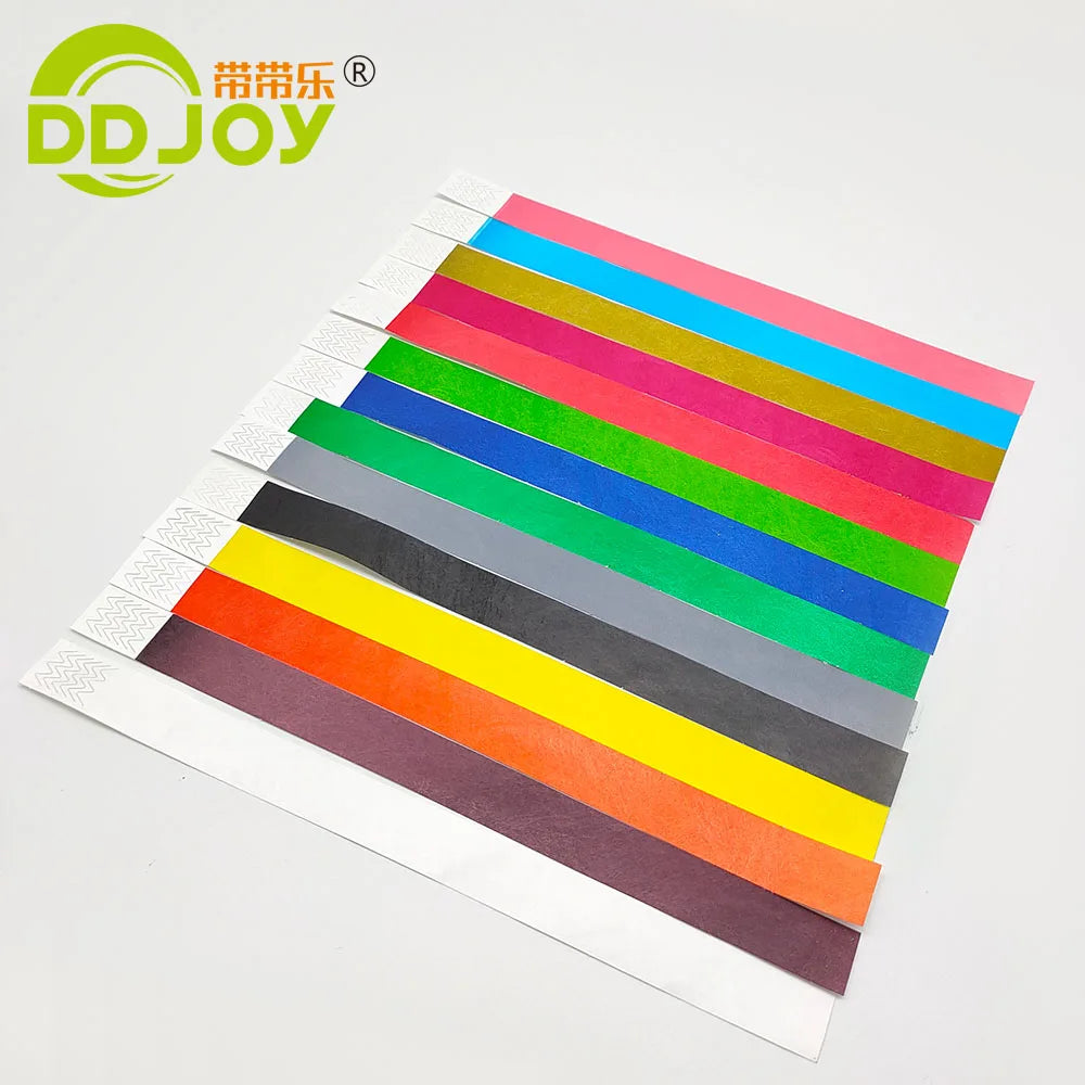 100pcs Colorful Neon Paper Wristbands Mixed Multicolor Waterproof