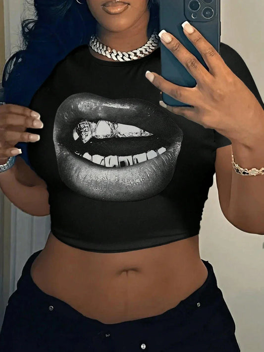 Casual Hip Hop Print Short Sleeve T-shirt
