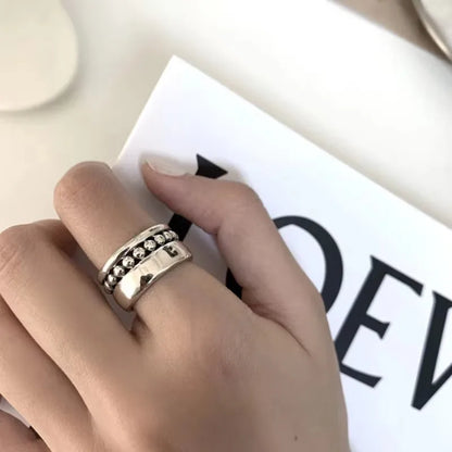 925 Sterling Silver Retro Geometric Asymmetric Rings