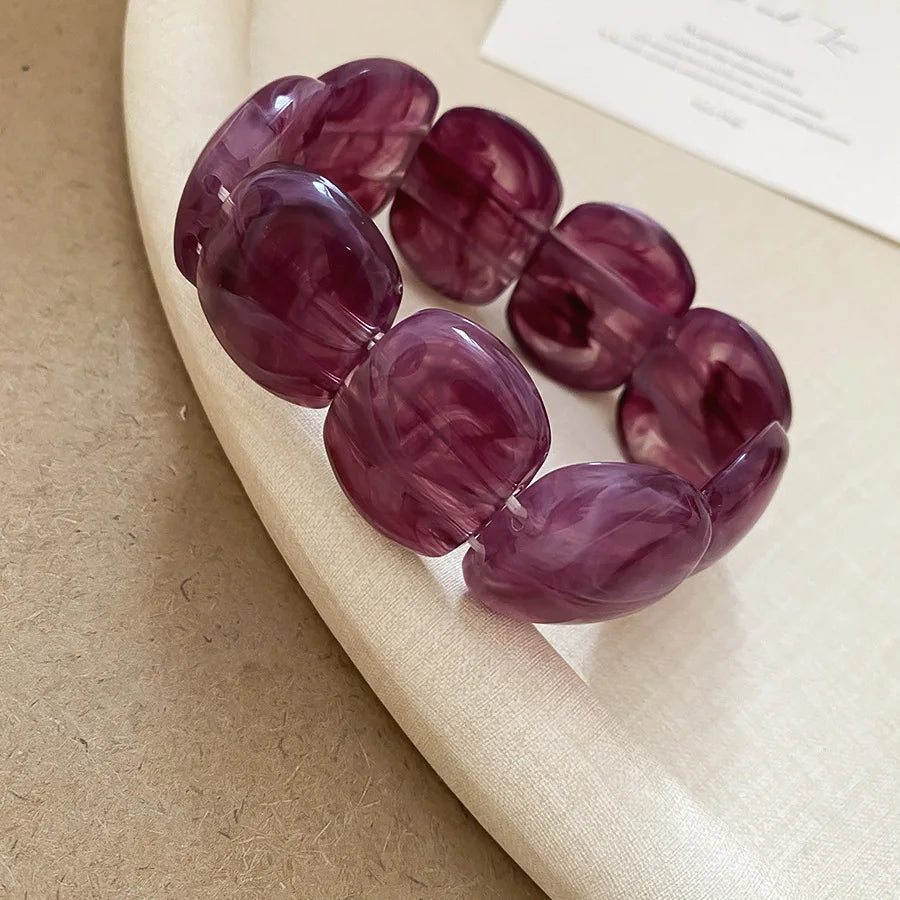 Acrylic Irregular Square Round Beaded Bracelet