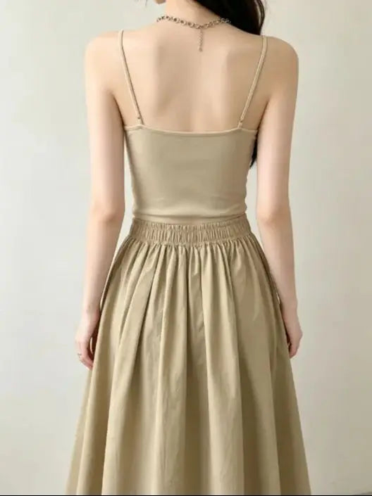 High-Waisted Pleated Long Casual Elegant Skirt