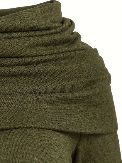 Temperament Commuter Pile Collar Solid Color Knitted Dress