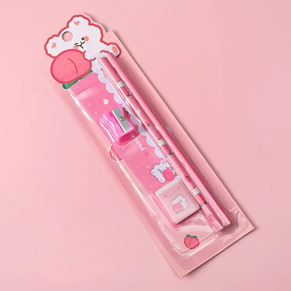 5pcs/Set Cute Cartoon Pencil Stationery Set