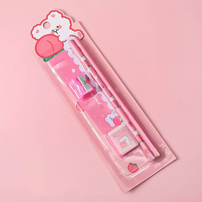 5pcs/Set Cute Cartoon Pencil Stationery Set