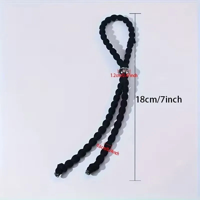 4pcs Adjustable Beaded Hair Ties Set Vintage Knitted Style High Elasticity for Curly