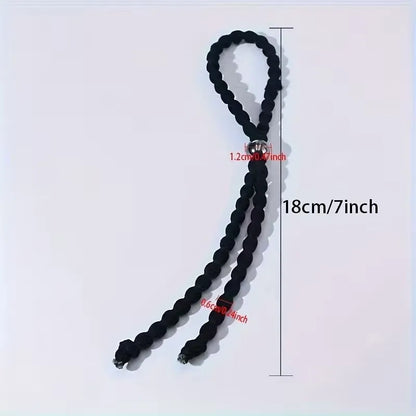 4pcs Adjustable Beaded Hair Ties Set Vintage Knitted Style High Elasticity for Curly