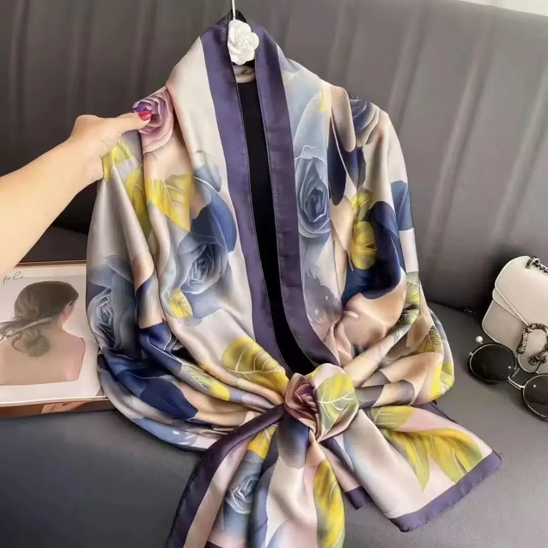 180*90cm Luxury Classic Sun Protection Silk Scarves Silk Shawl