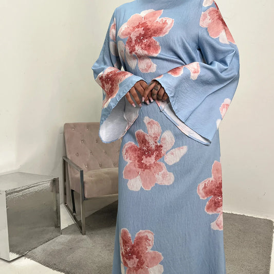 Arabesque Bell Sleeve Flowy Maxi Abaya Dress