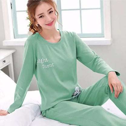 Long Sleeved Cartoon Bear Casual Wear Sleepwear Set