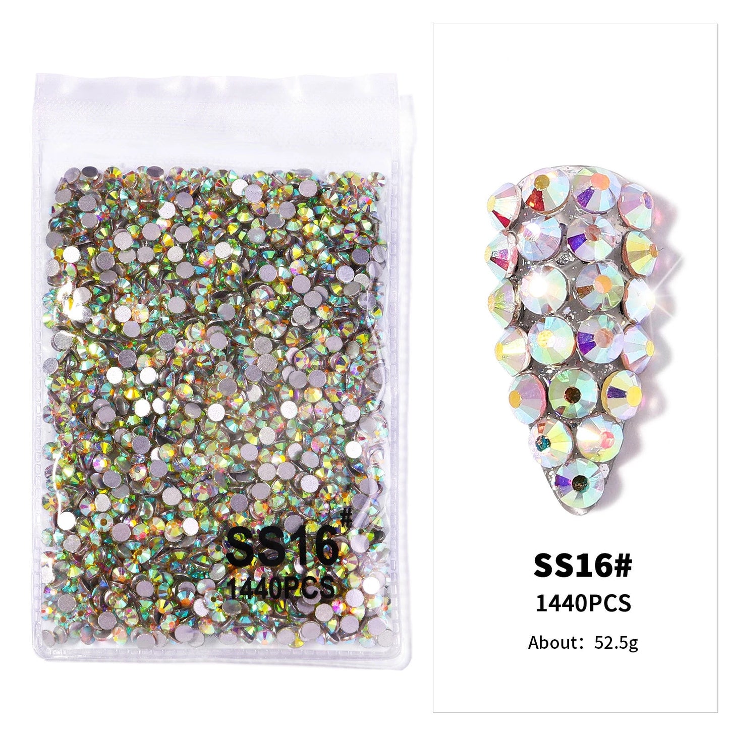 12Gird 3D Glass AB Crystal Nail Art Rhinestones Kit
