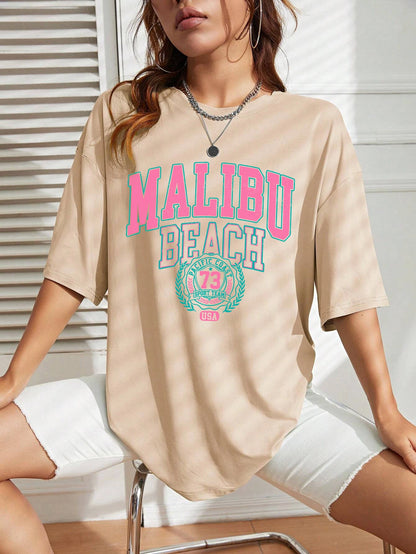 Malibu Beach Letter Street Casual T-shirt