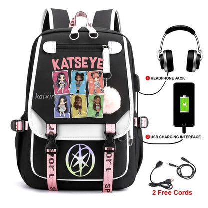 Katseye Funny Print Backpacks Sweet Soft Capacity Student Schoolbag