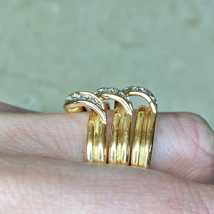Huitan Gorgeous Gold Wide Band Luxury Cubic Zirconia Rings