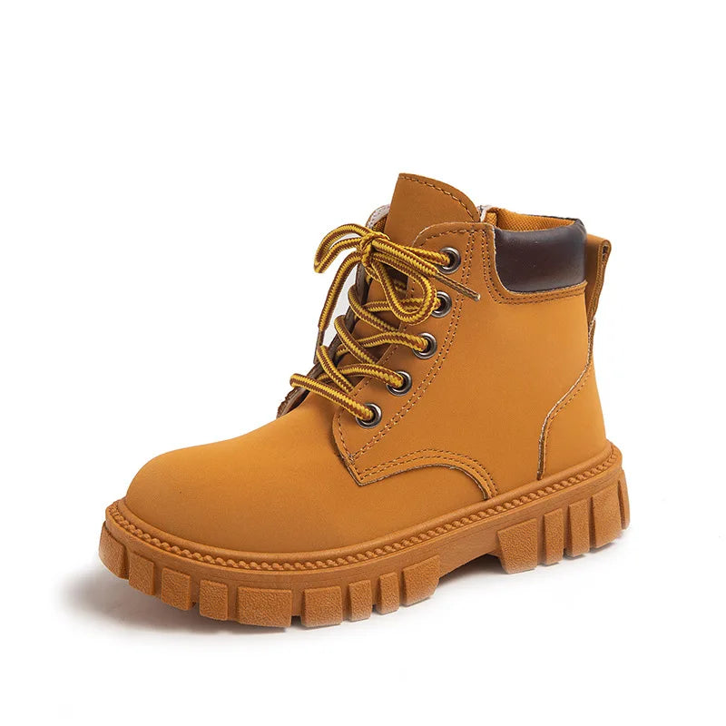 Boy Girl Short Non-Slip British Leather Boots