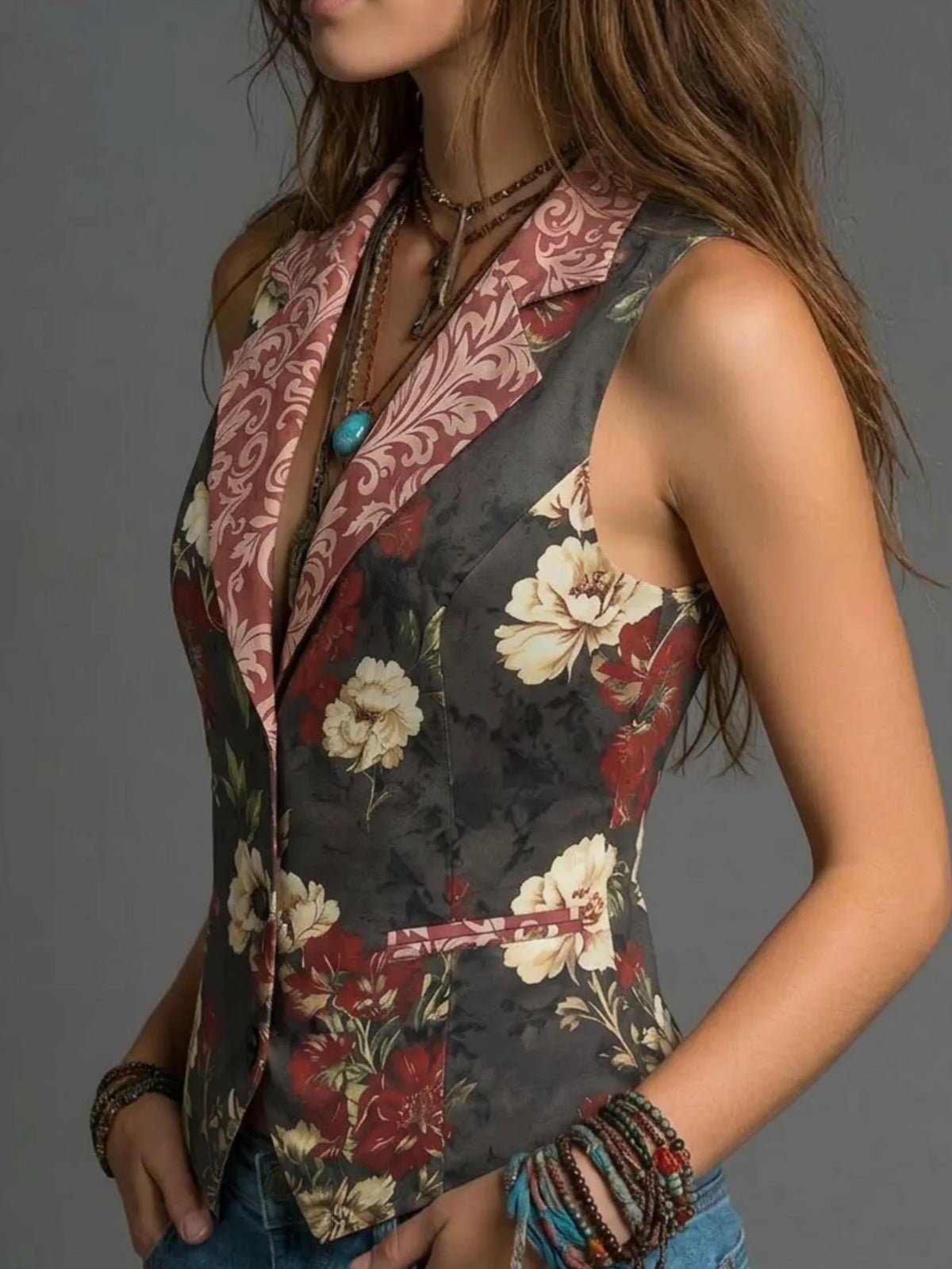 Elegant Spring Summer Autumn Stylish Lapel Sleeveless Vest