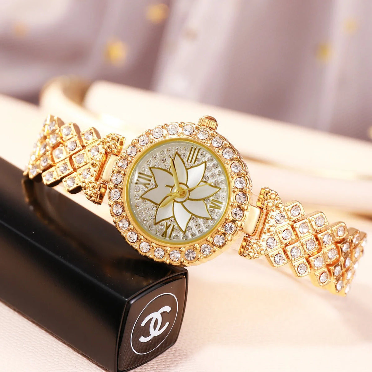 2Pc/Set 1Pc Rhinestone Quartz Bracelet Fancy Watches