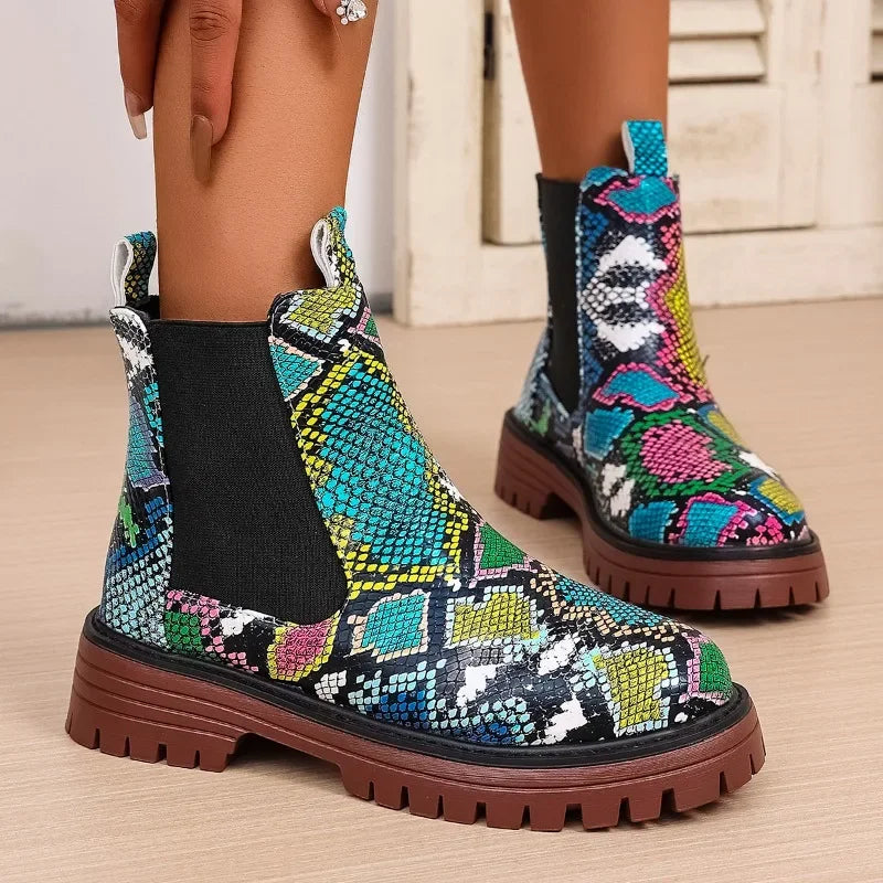 Snake Print Chimney Boots