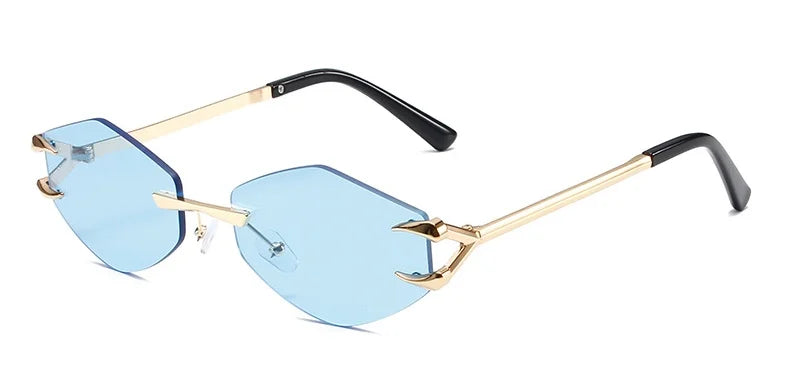 Retro Polygonal Rimless Irregular Square Sunglasses