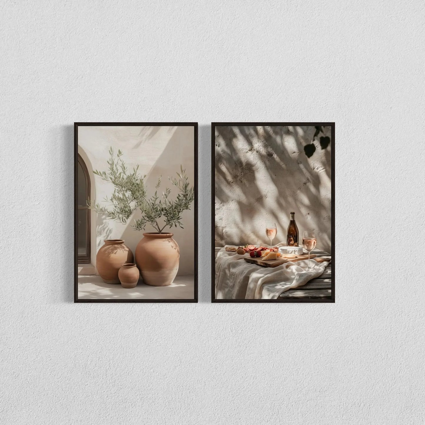 2pcs/set Neutral Olive Tree Shadow Vase Canvas