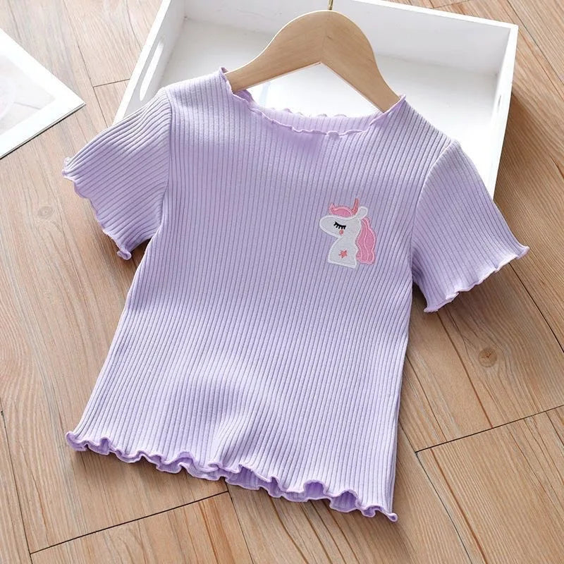 Girls Short Sleeve T-Shirt Ice Silk Toddler