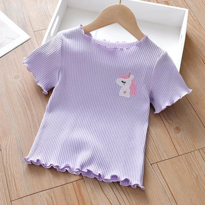 Girls Short Sleeve T-Shirt Ice Silk Toddler