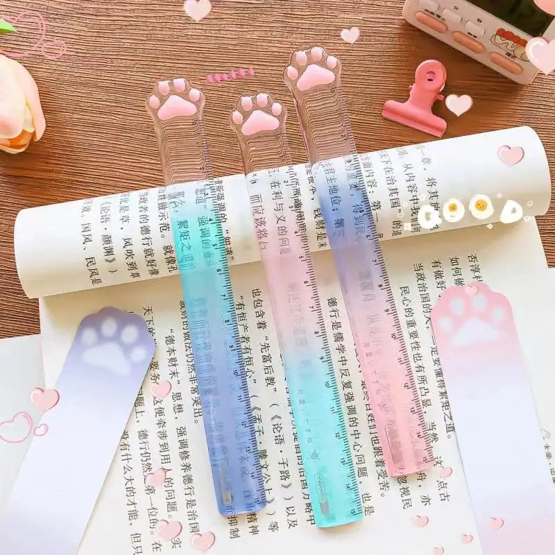 Cute Cat Paw Plastic Straight Rulers Kawaii School Drawing tools
