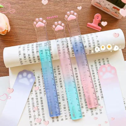 Cute Cat Paw Plastic Straight Rulers Kawaii School Drawing tools