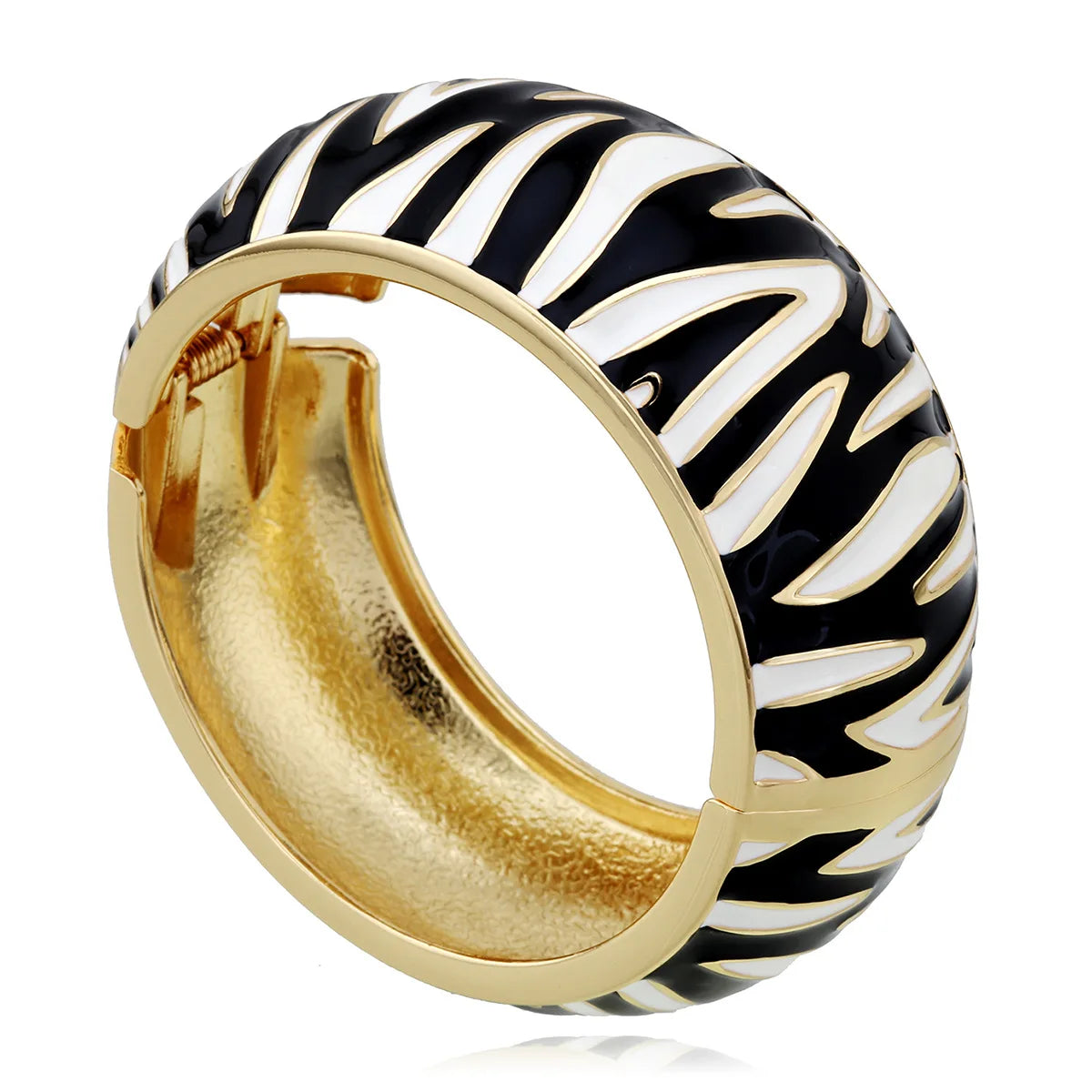 Zebra Shape Round Metal Wide Geometric Bracelet