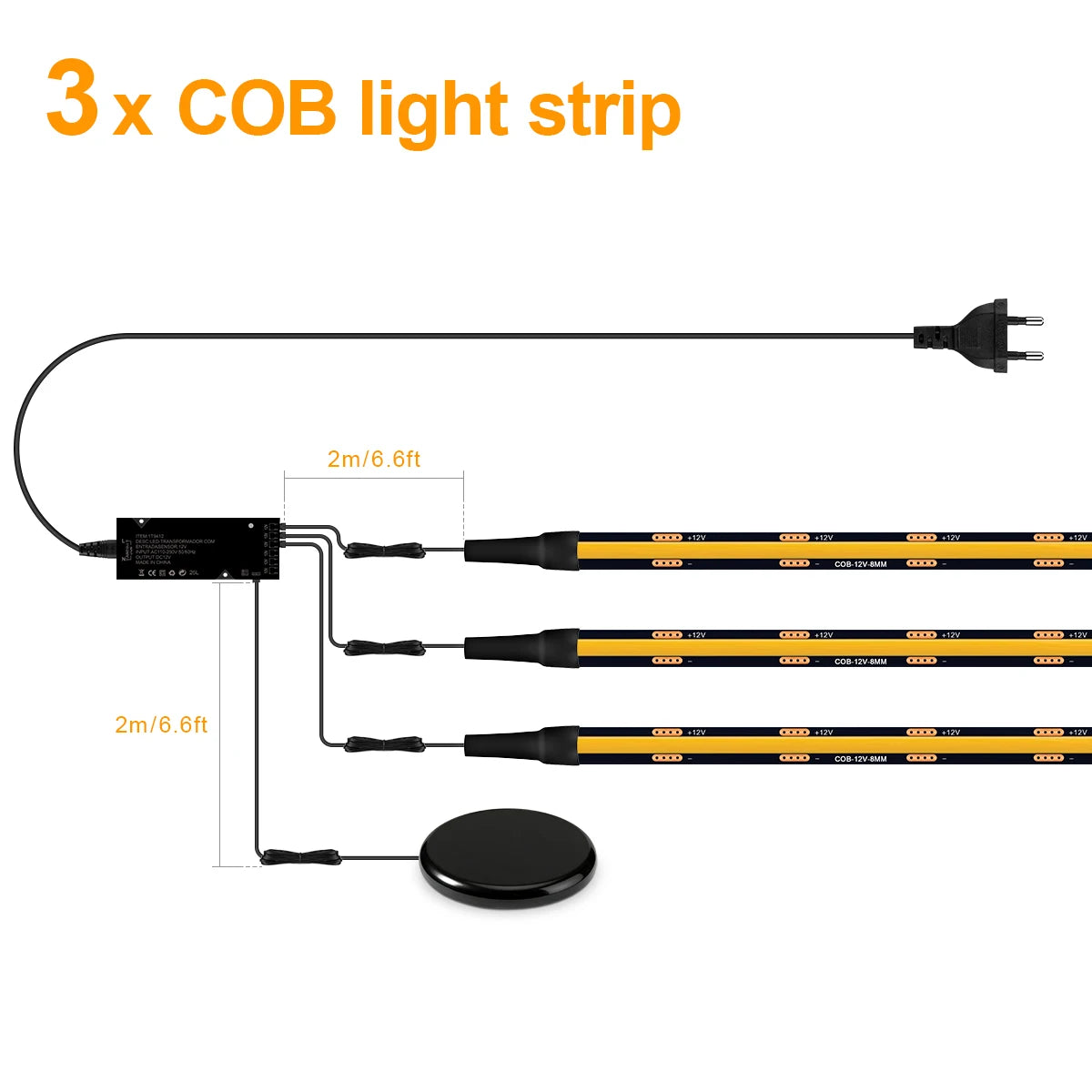 Black PCB FCOB Self-Adhesive COB LED Light Strip