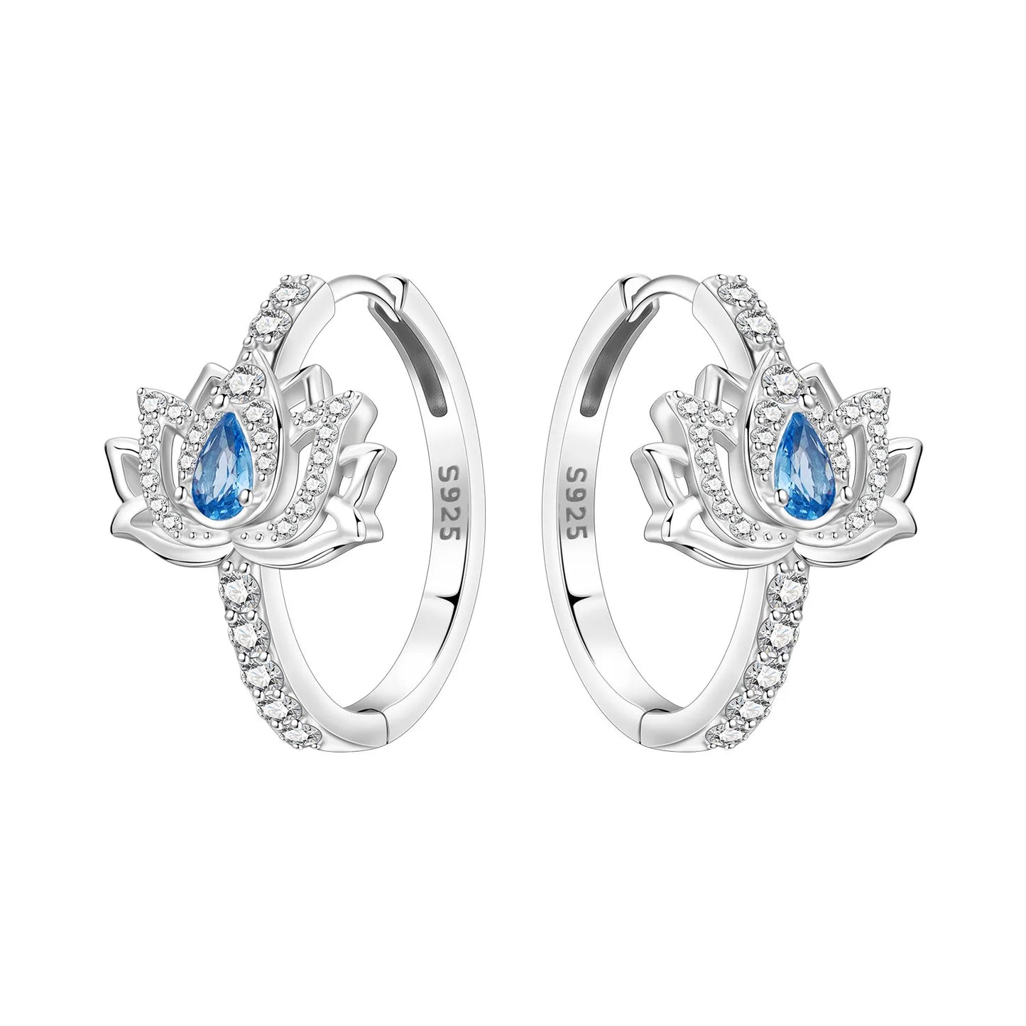 Orstarry Original 925 Sterling Silver Blue Iris Flower Earrings