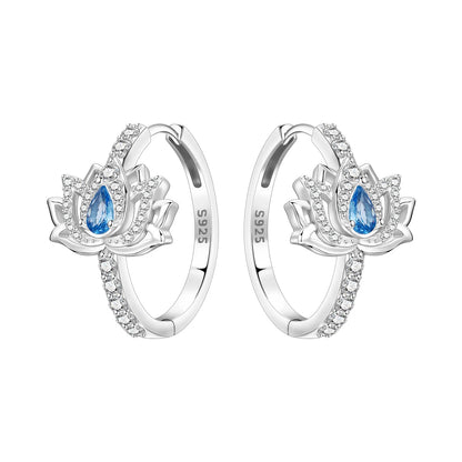 Orstarry Original 925 Sterling Silver Blue Iris Flower Earrings