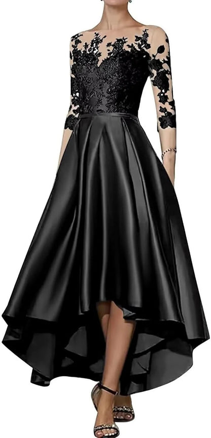 V-Neck Satin Asymmetrical Elegant Dress