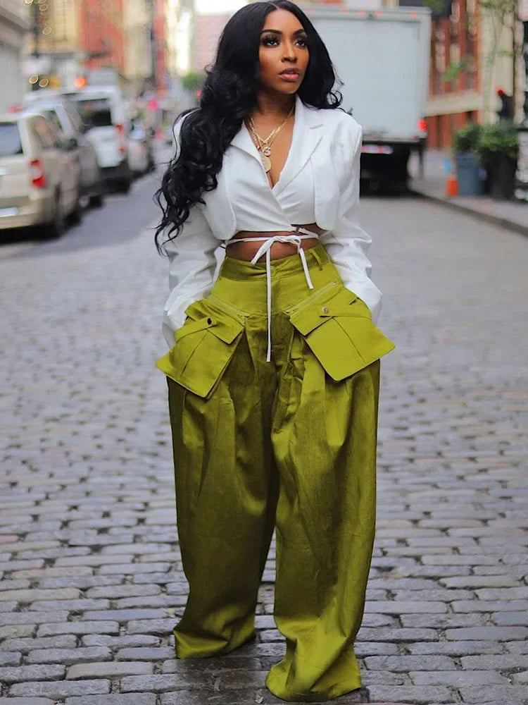 Multi-pocket Loose High Street Wide Leg Pants
