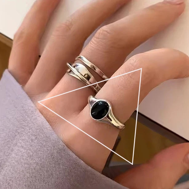 خاتم هندسي غير منتظم من الفضة الإسترلينية عيار 925