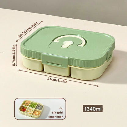 Microwave Plastic Divided Lunch Box With Handle Camping