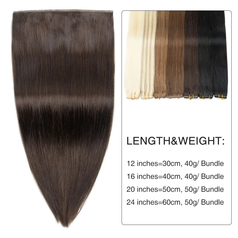 Flat Pu Tape Real Human Hair Wigs