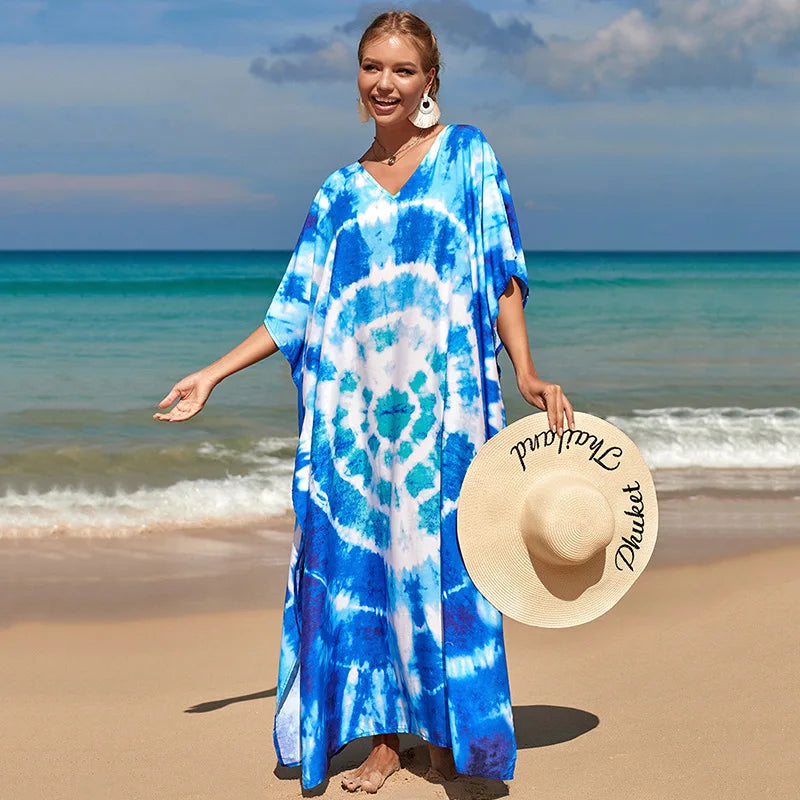 Swimsuit Kaftans Beach Cover Ups Colorful Outfits Dress