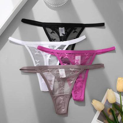 S-XL Sexy G String Thong Mesh Perspective Panties Low Waist Lingerie