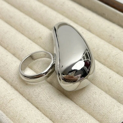 Luxury Punk Chunky Rings Vintage Geometric Large Water Drop Ring