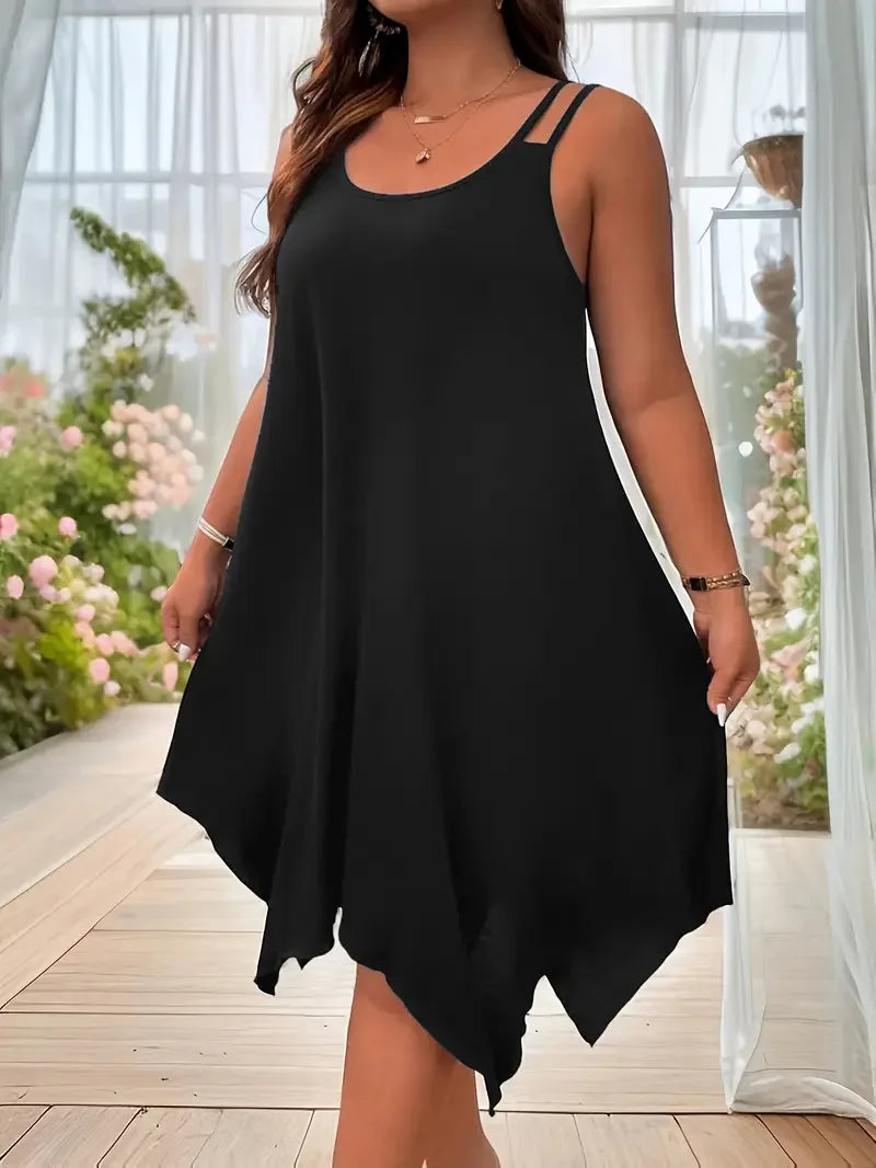 Plus Size Strappy Midi Sleeveless Dress